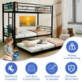 thumbnail image 2 of Netrum Twin over Twin Bunk Bed with Trundle ,Bunk Beds for Kids with Ladder & Guardrail, Three Bed Bunk Beds for Kids Teens, Black, 2 of 9