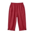 thumbnail image 5 of cfhntfmh Capri Pants for Women Straight Leg Casual Pants High Elastic Waist Summer Travel Pants with Pockets, 5 of 5
