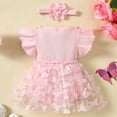 thumbnail image 5 of Curenmufel Baby Girl Bodysuit Dress Baby Girls Birthday Outfit Sqaure Neck Ruffle Sleeve Tulle Tutu Romper Dress with Bow Headband 0 3 6 9 12 18 24 Months (Pink,Size 3-6 Months), 5 of 7