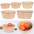 thumbnail image 2 of UNTERING Hand Basket Firm And Stylish Handwoven Round Bamboo Weaving Basket Handwoven Natural Fiber Basket For Shopping Picnic And Storage, 2 of 7