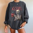 thumbnail image 4 of Sudadera extragrande de lana de manga larga con cuello redondo y estampado de calavera para mujer Fridja  hkj493, 4 of 7
