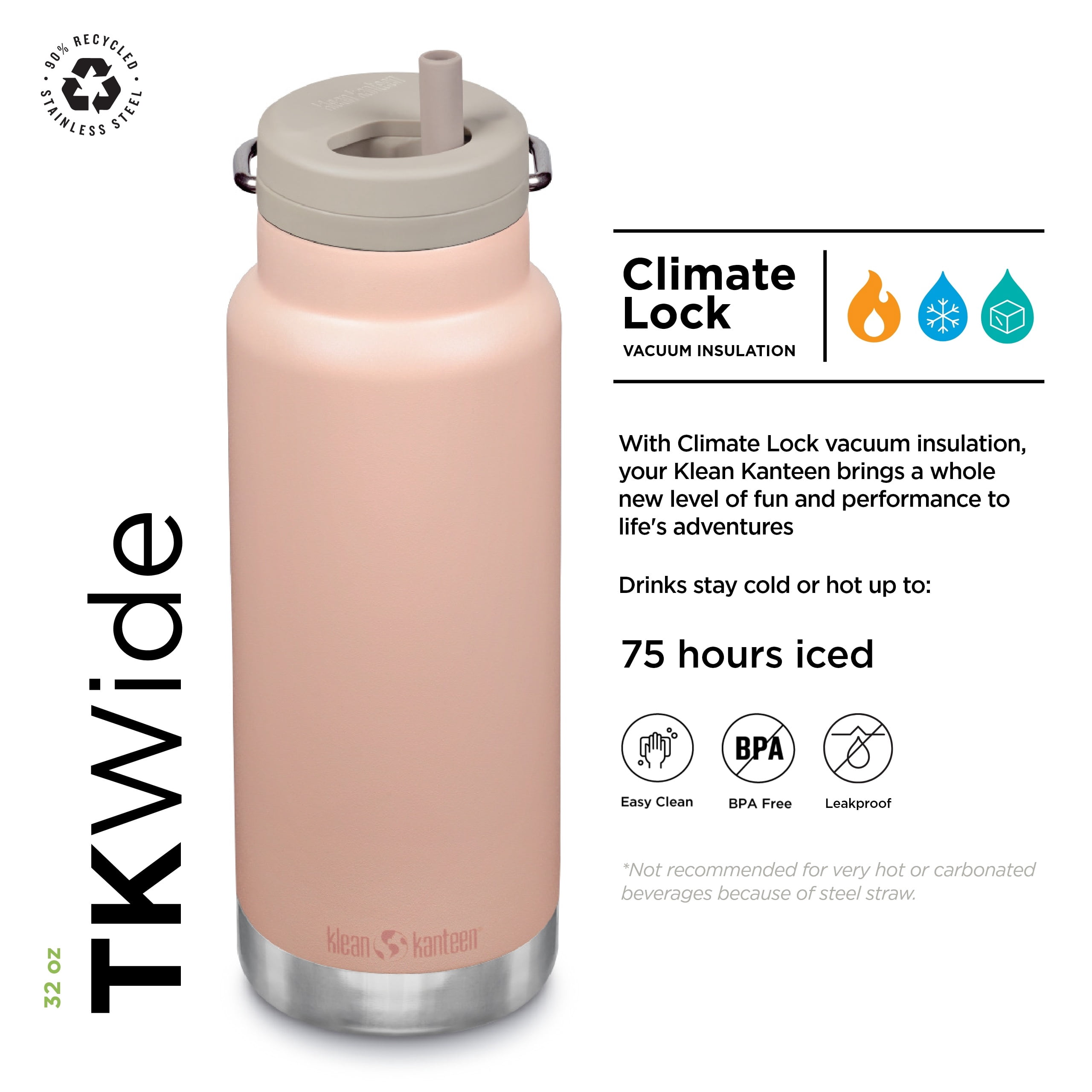 32oz TKWide Insulated Water Bottle with Twist Cap - Peach Parfait