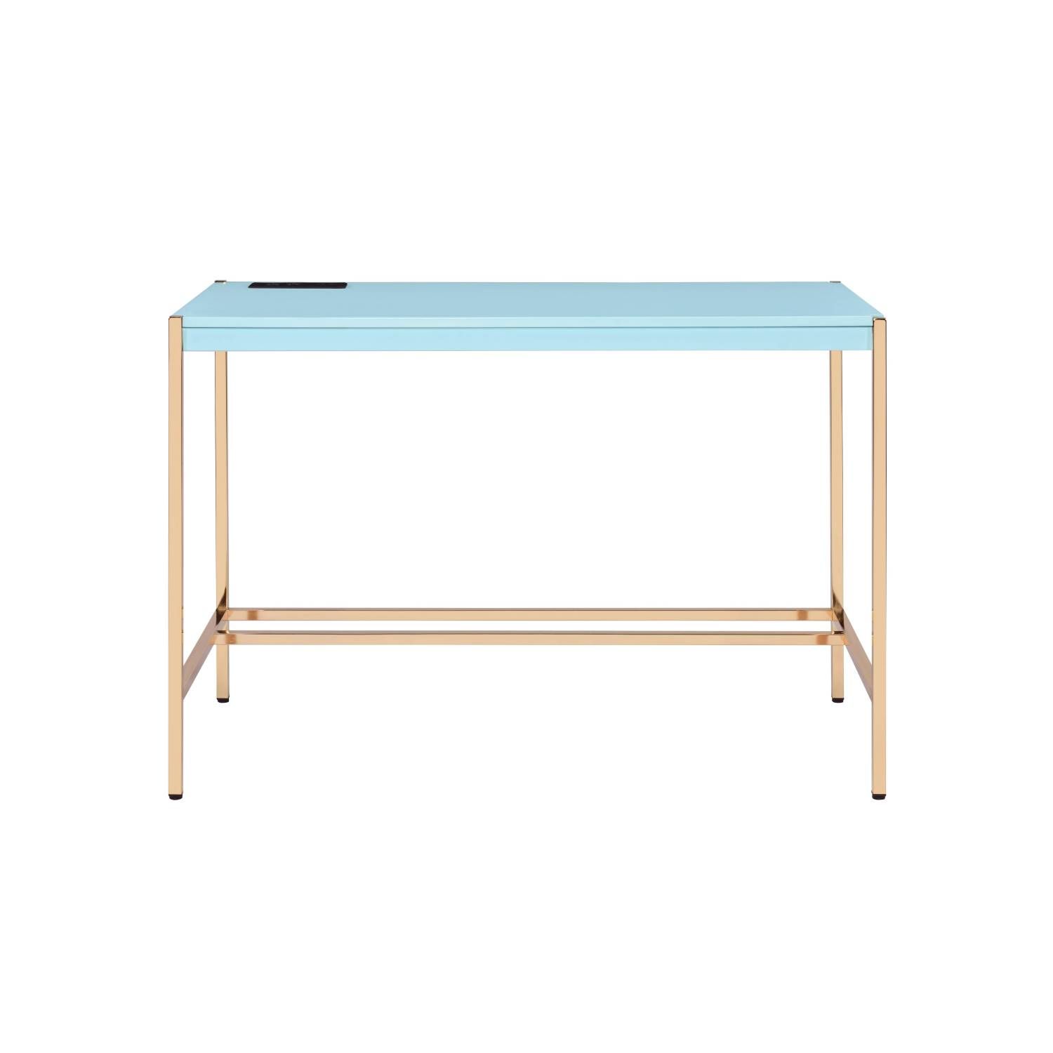 Rectangular Writing Desk with USB Port, Open Metal Base, 42 in Wide Home Office Desk for Study and Bedroom