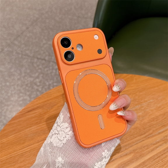 Magnetic Case For iPhone 12 Pro, Textured Non-Slip Protective Cover Compatible with MagSafe, Hybrid Rubber Anti-Scratch Shockproof Slim Fit Back Phone Shell For iPhone 12 Pro,Orange