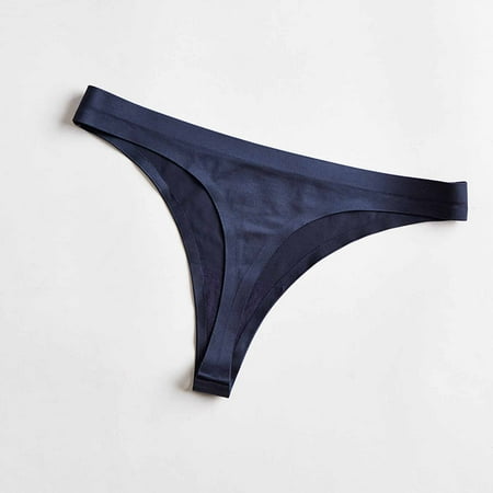 

Uorcsa Pattern Traceless Ice Silk Sexy Women Underwear Thong Underpants Dark Blue