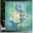 thumbnail image 3 of Ambesonne Cartoon Shower Curtain, Mermaids Swimming, 69"Wx84"L, Teal Pale Blue, 3 of 4