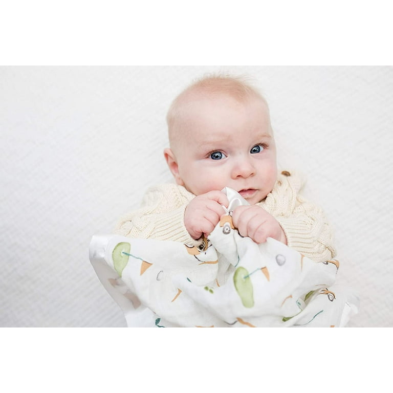 lulujo Baby Security Lovie Blankets Unisex Softest Breathable Cotton Muslin Security Blanket with Silky Satin Trim Neutral Comforting Blanket for Girls Boys 16in by 16 in Golf Walmart