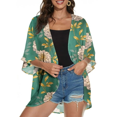 

Simplmasygenix Chiffon Bohemian Summer Cardigan for Women 4th of July Fashion Bikini Cover up American Flag Beachwear Loose Kimono Tops Shirt Blouse