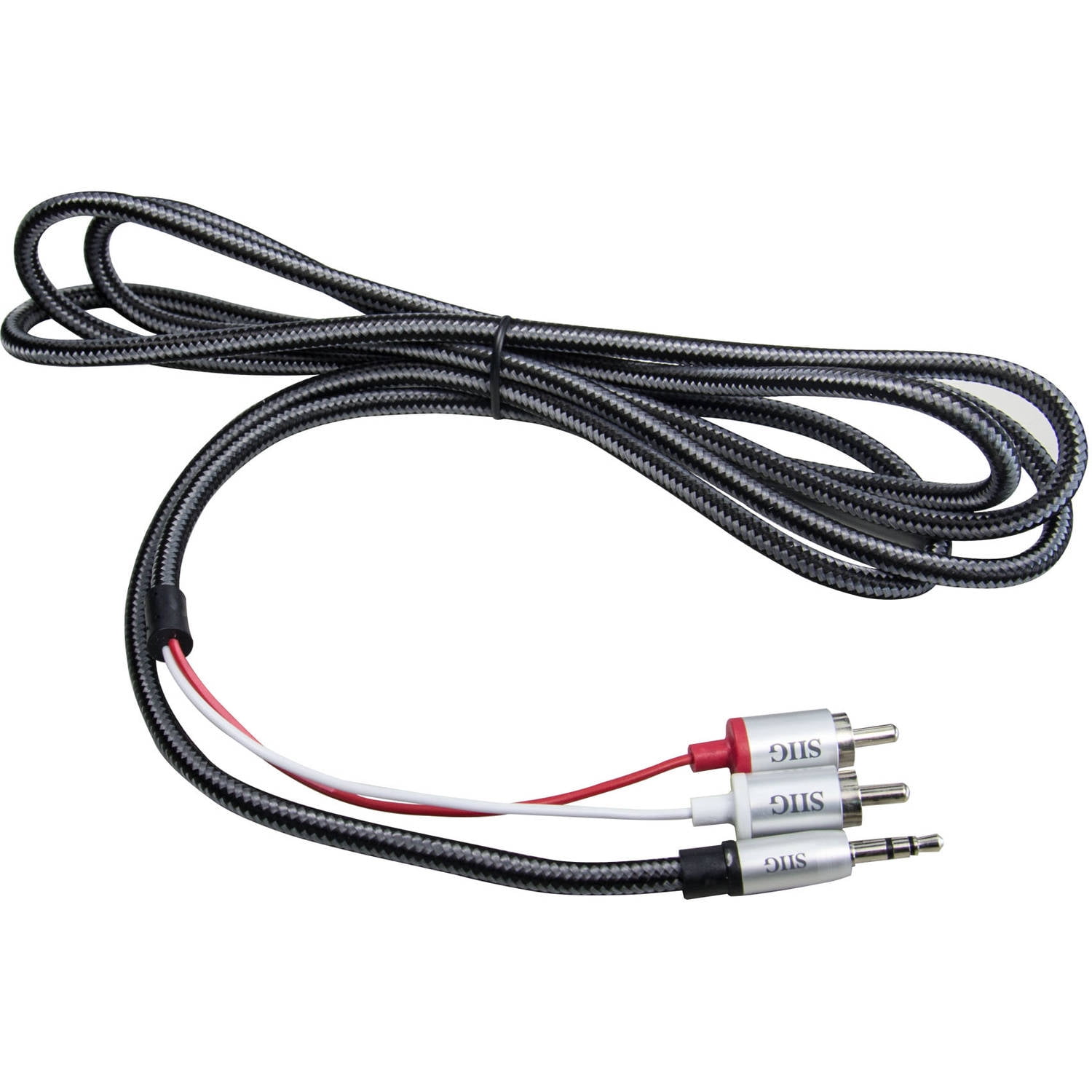 SIIG Woven Fabric Braided 3.5mm to RCA Stereo Aux Cable (M/M), 2M