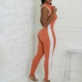 thumbnail image 6 of CheerKidz Women's Tight Stripe Splicing Jumpsuit,Shapewear Bodysuit with Pockets,Solid Color 1-Piece(Orange#2,XL), 6 of 9