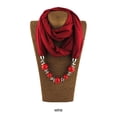 thumbnail image 4 of kurtrusly Polyester Wide Application Scarf Necklaces For Versatile Looks Neckerchief Ring Scarf Bohemia Beads Winered, 4 of 6
