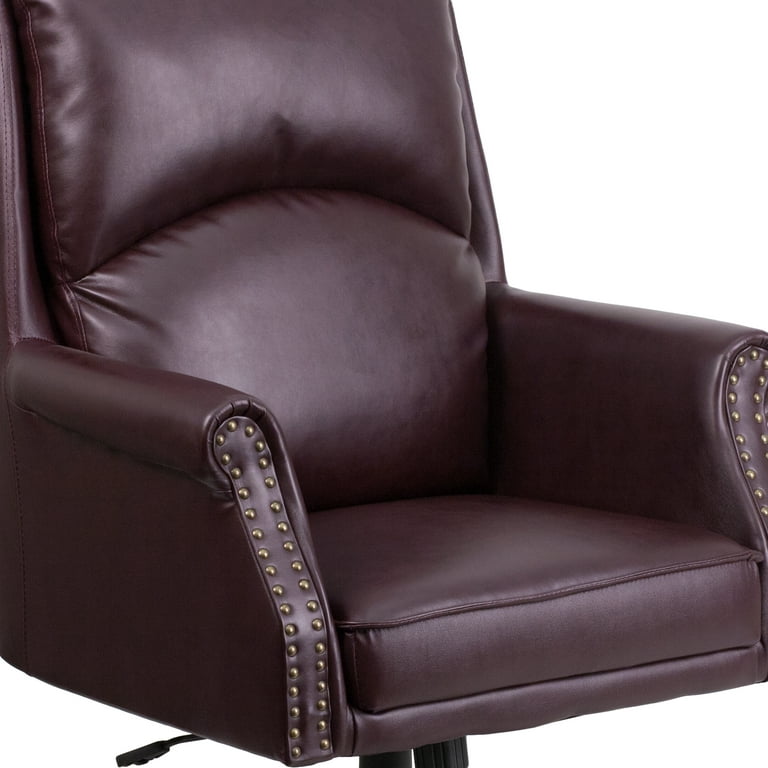 Flash Furniture High Back Pillow Back Burgundy Leather Executive