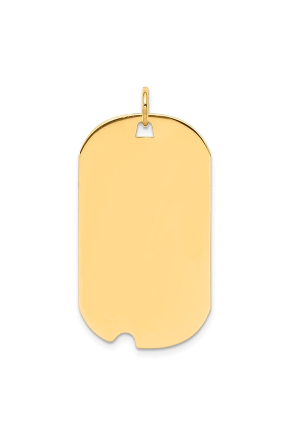 14k Plain .027 Gauge Engravable Dog Tag w/Notch Disc Charm in 14k Yellow Gold