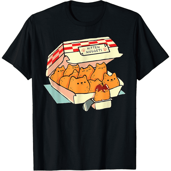 Kitten Nuggets Food Pun Cat Lover Gift Chicken Nuggets T-Shirt