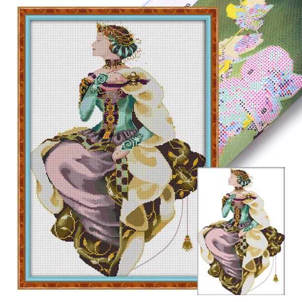 Bordado Parcial Hilo Ecológico 14CT Kit Punto Cruzado Que Queen Impreso 42x60cm