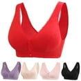 thumbnail image 6 of WTXUE Bras for Women, Daisy Bras for Older Women 2024 Convenient Front Closure Button Cotton Bras for Seniors No Underwire Breathable Button Leisure Bra, Pink, 6 of 6