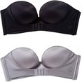 thumbnail image 1 of 2 Pack Women Hand Shape Front/Back Buckle Invisible Wirefree Anti-Slip Strapless Push Up Bra, 1 of 5