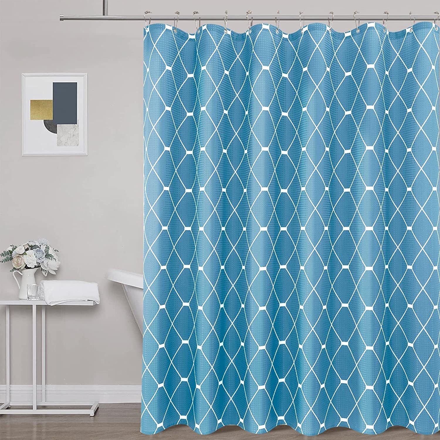 Shower Curtain Geometric Shower Curtain with Heavy Duty Waffle Weave ...