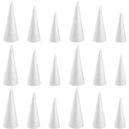 

18Pcs Craft White Cones Adornments Foams Cones Drawing Art Cones Decorative White Cones