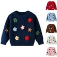 thumbnail image 4 of Coerni Kids' Knit Sweater With 3D Colorful Flower Appliques Girls Soft Long Sleeve Crewneck Top Toddler Winter Warm Coat Sweatshirt, 4 of 4