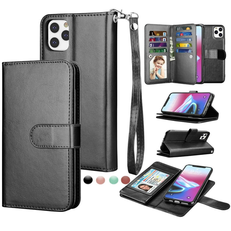 iPhone 11 Pro Max Wallet Case, iPhone 11 Pro Max PU Leather Case, Njjex PU  Leather Magnet Stand Wallet Credit Card Holder Flip Case 9 Card Slots Case