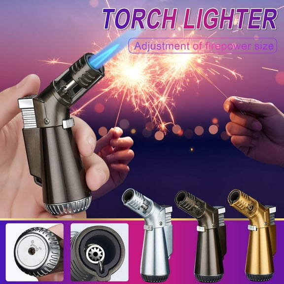 Torch Lighters,Windproof Refillable Lighter,Adjust Flame,Used for Barbecue Kitchen Fireplace(Gas Not Included)