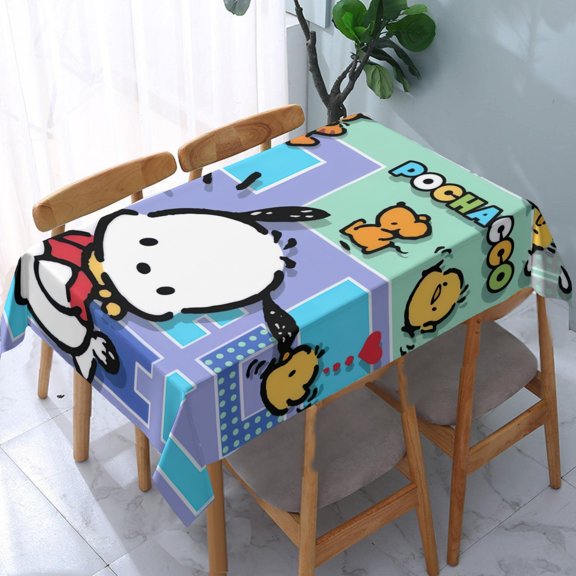 Tablecloth for Pochacco Sanrio Cute Funny Washable Square Cotton Softfor Kitchen & Table Linens 55×70.9 in