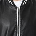thumbnail image 6 of Men's PU Faux Leather Full-Zip Bomber Jacket Stand Collar Fleece Windproof Lightweight Motorcycle Racing Coat Outwear, 6 of 6