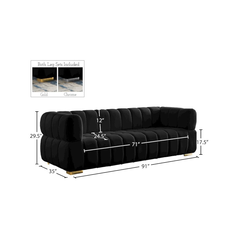 Meridian Furniture Gwen Green Velvet Sofa - Walmart.com
