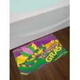 thumbnail image 2 of Mardi Gras Bath Mat, Colorful Bands with Vivid Beads Feathers Mask and Crown Symbol, Non-Slip Plush Mat Bathroom Kitchen Laundry Room Decor, 29.5 X 17.5 Inches, Magenta Lime Green Yellow, Ambesonne, 2 of 2