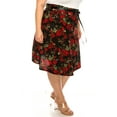 thumbnail image 5 of Women's Plus Size Casual Floral Print A Line Waist Bow Tie Belted Knee Length Midi Skirt, 5 of 6