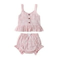 thumbnail image 1 of hirigin Baby Girl Vest Tops, Shorts Suit, Sleeveless U Neck Blouse Casual Buttons Summer Pants, 1 of 9