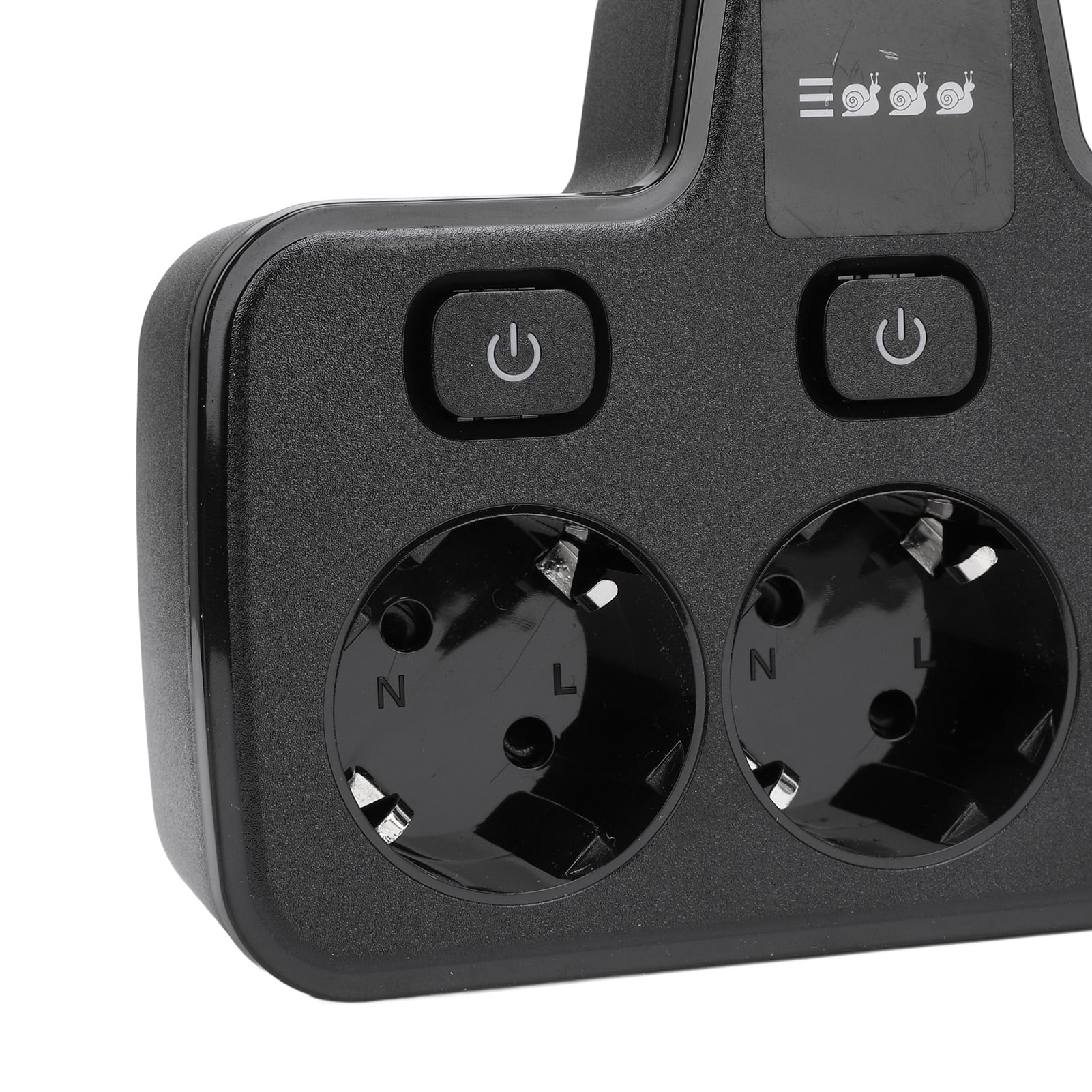 Suodoka 3-Way Power Socket Extender with Independent Switches, Multi-Outlet Adapter with 2 Prong EU Plug, 220V Grounding Electrical Outlet Receptacle for Home and Office, Black