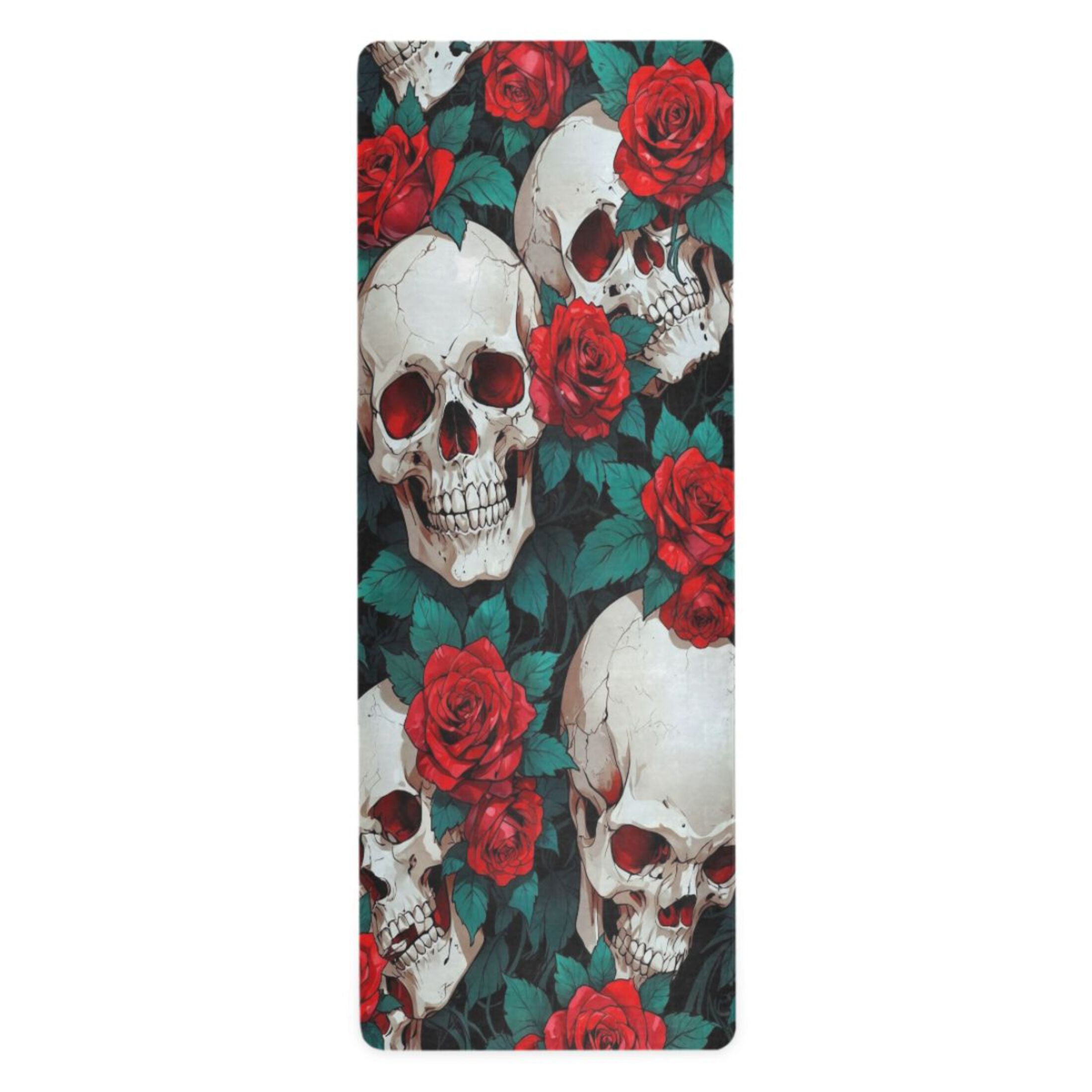 BZSMCE Yoga Mat Women Fitness Mat Floral Skulls Pattern