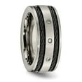 thumbnail image 5 of Chisel Titanium Brushed Black IP-plated Cable 1/20 Carat Diamond 10mm Band, 5 of 8
