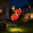 thumbnail image 4 of Japceit Solar Faux Flower Stake Lights, LED Artificial Rose Garden Decor, Waterproof Pathway Landscape Lighting, Auto On Off Outdoor Lamp, 4 of 8