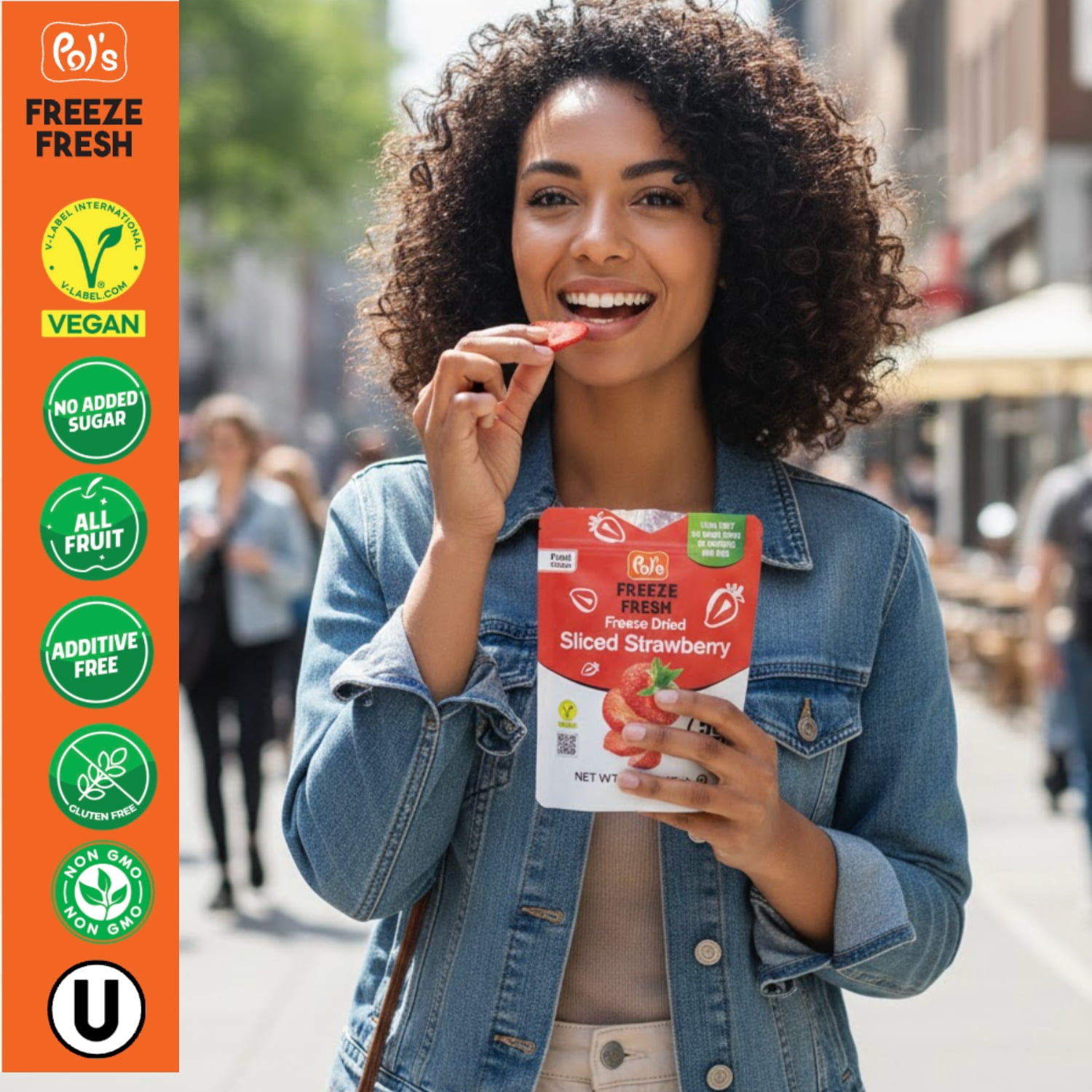 POL'S FREEZE FRESH All Natural Freeze Dried Fruit Snacks, Strawberry Crisps,Healthy, Gluten-Free, Vegan,Crunchy&Yummy,Perfect for School Lunches,Pack of 12 (0.53oz each)