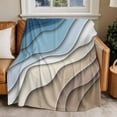 thumbnail image 4 of Blue Brown Beach Coastal Throw Blankets, Abstract Geometric Ocean Waves Soft Fleece Blanket Decorative for Home Sofa Couch Chair Living Bedroom, 30x40 Inches,, 4 of 8