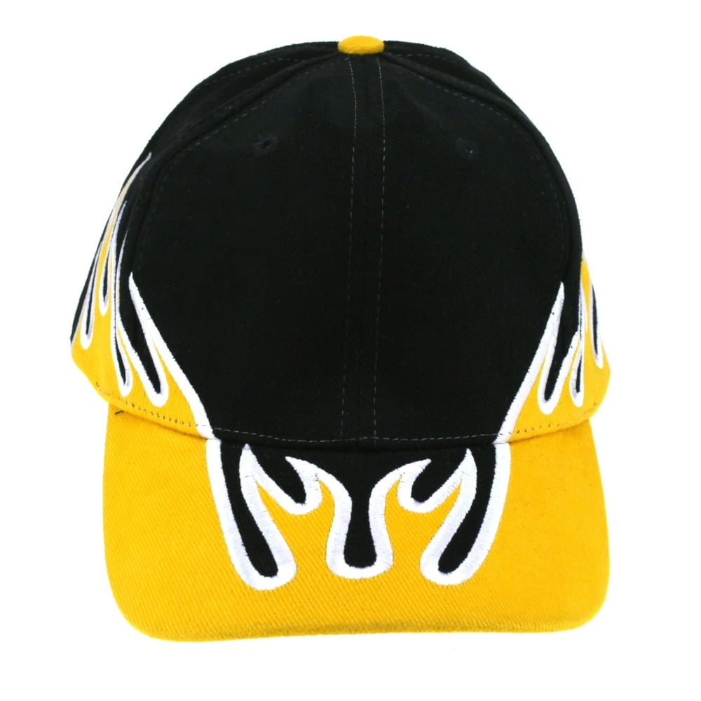 SA106 Mens Race Car Flaming Racing Heavy Brushed Cotton Baseball Cap Yellow Black Walmart