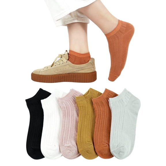WoWstyle Womens Ankle Socks Low Cut Cushioned No Show Athletic Size 4-8 Socks for Women 6 Pairs