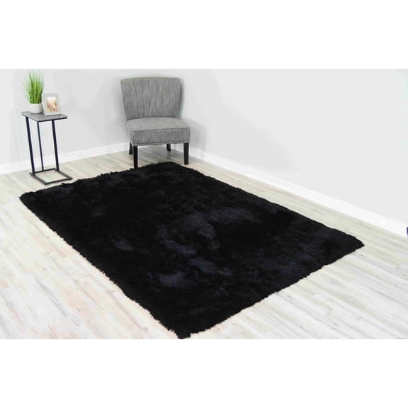 Modern Shaggy Abstract Geometric Rug for Living Room Bedroom (7'8"x10'8",Black)