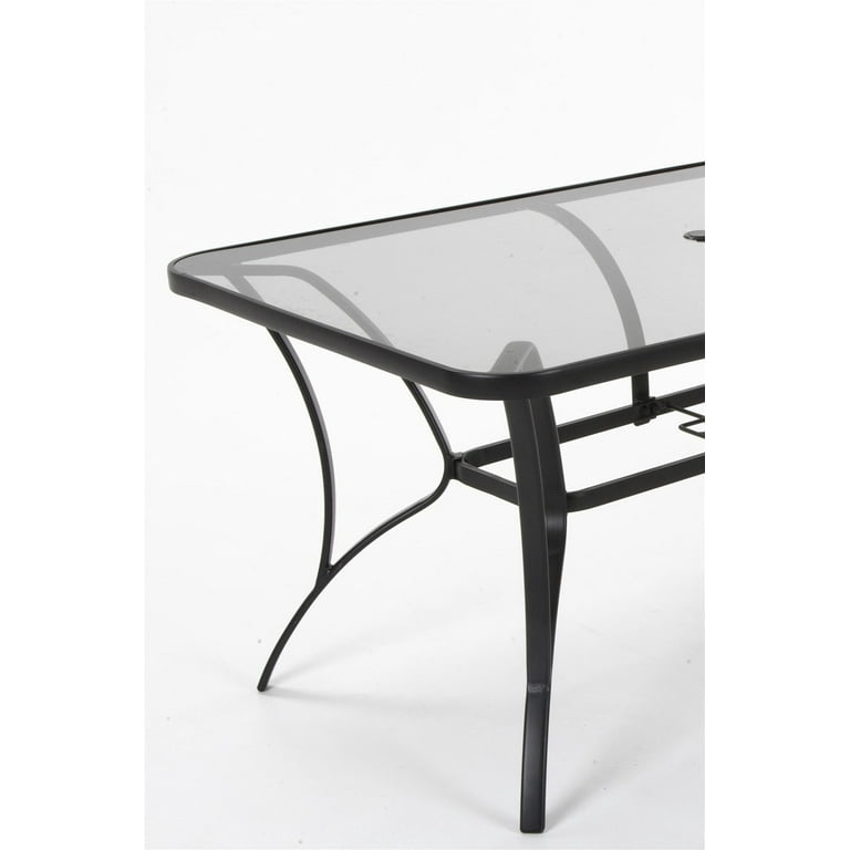 Free Shipping COSCO Outdoor Living Paloma Steel Patio Dining Table Dark Gray Steel Frame Tempered Glass Table Top Walmart