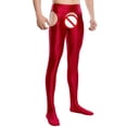 thumbnail image 2 of Somuwie Clearance Men Sexy Solid Silky Four Hollowed Out Open Rompers Leggings Underwear, 2 of 5