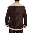 thumbnail image 3 of LpwkSSA Men's Wool Coats Solid Color Outerwear Winter Casual Patchwork Turndown Collar Zipper Long Sleeve Windproof Fleece Coat Brown XXXXXL, 3 of 6