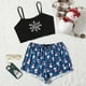 thumbnail image 2 of Nuevas mujeres Sexy Navidad estampado tirantes Top pijama camisola pantalones cortos copo de nieve ropa de hogar conjunto de dos piezas ropa de dormir para mujer, 2 of 4