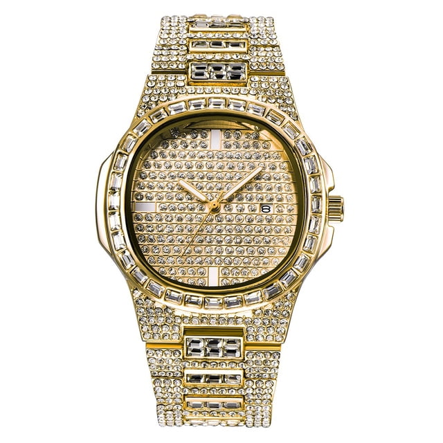 Reloj de cuarzo para hombre, reloj de pulsera de acero para hombre, reloj de diseño clásico de moda dorado para hombre