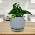 thumbnail image 3 of 7008878 PLANTER CONTOUR BLU 8"" Trendspot Contour 8 in. D Ceramic Planter Blue (Pack of 2), 3 of 3