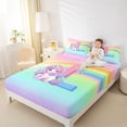 thumbnail image 3 of Erosebridal Rainbow Kids Pink Unicorn Queen Sheet Sets,Colorful Ombre L Alphabet Bed Set For Girls Teens 4pcs, 3 of 6