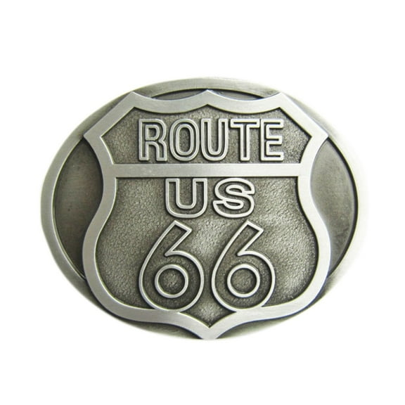 Vintage Style Antique Brushed Silver US Road Belt Buckle