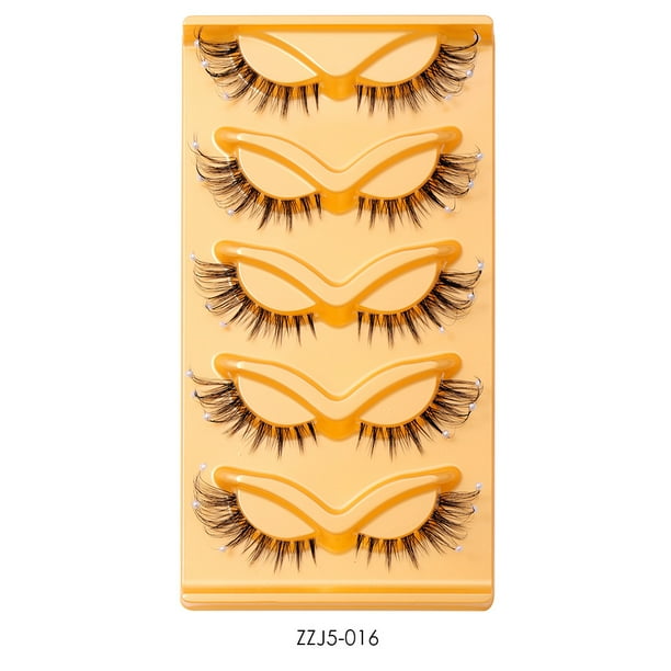 Zhuge 5 pares de pestañas postizas con purpurina y lentejuelas de colores, pestañas postizas de visón esponjoso con color para cosplay,pestañas postizas de 15 mm (ZZJ5-016)